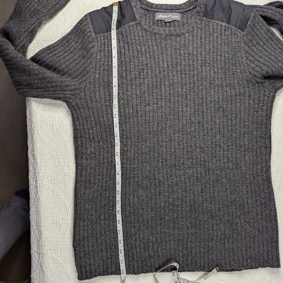 Eddie‎ Bauer Fisherman Sweater Grey Wool Blend Men's L - Picture 8 of 13